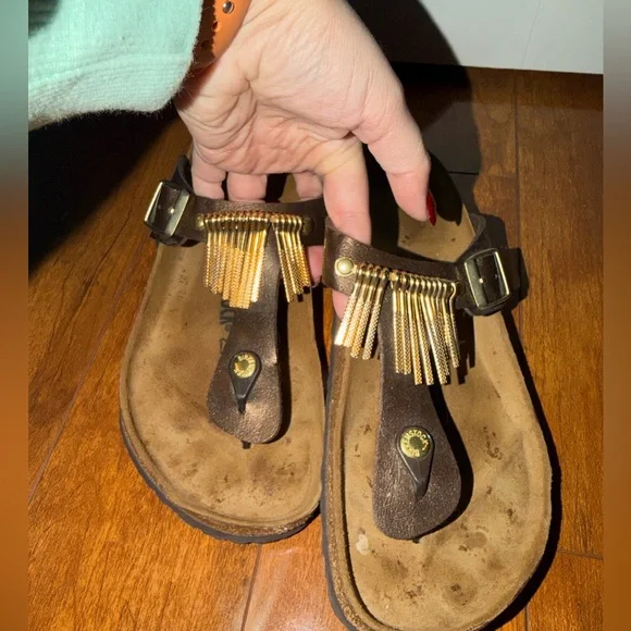Birkenstock Dark Brown Sandals with Brass Details 41 - Picture 2 of 3